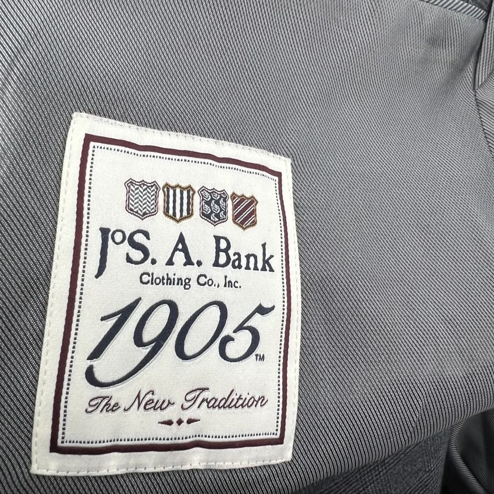 JOS‎ A BANK 1905 Mens 46XL 40W Slim Fit Plaid Wool Blazer Jacket Gray